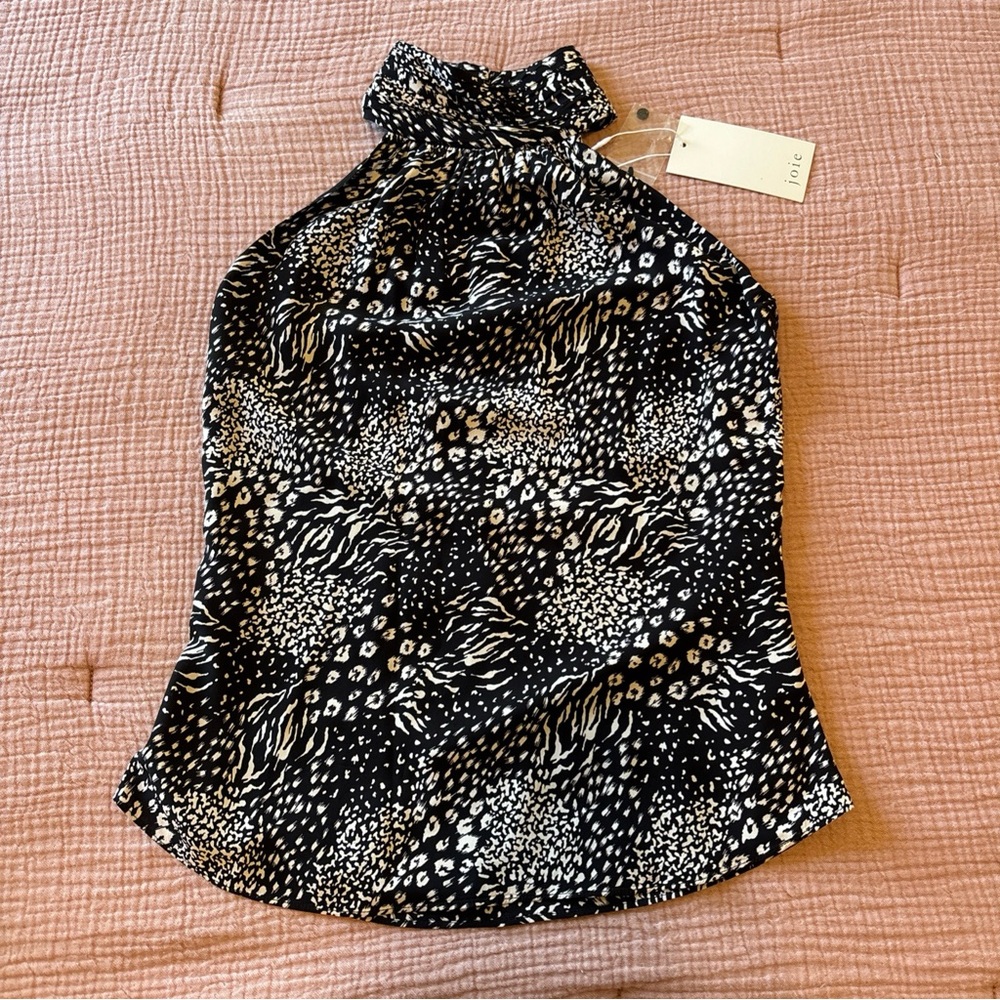 Joie Women’s Mock-Neck Sleeveless Button-Front Blouse Black XXS NWT